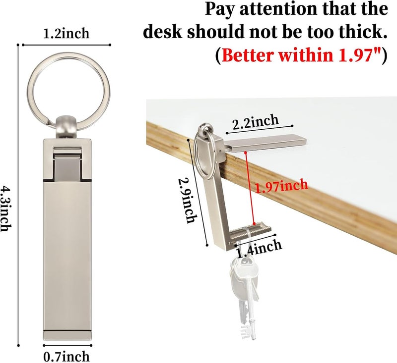 BULFULL Purse Hook for Table, Instant Bag Purse Hook Hanger Holder for Table Desk Folding Handbag Table Hook Hanger for Women Mobile Phone Stand Holder(Platinum) - Image 4